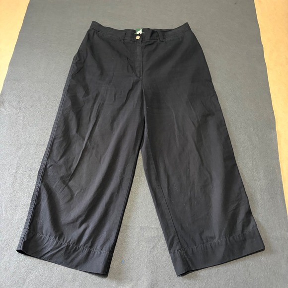 Lauren Ralph Lauren Pants - Lauren Ralph Lauren Wide Leg Crop Pants Womens 10 Black Prep Cotton Relaxed Core
